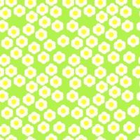 Seamless vector white flowers on green background in y2k style.
