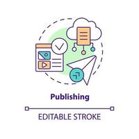 Publishing concept icon. Content management system feature abstract idea thin line illustration. Media items. Isolated outline drawing. Editable stroke. vector