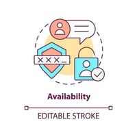 Availability concept icon. Aspect of comment system abstract idea thin line illustration. Sign in to account. Isolated outline drawing. Editable stroke. vector