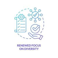 Renewed focus on diversity blue gradient concept icon. Social media inclusion. Social media trend abstract idea thin line illustration. Isolated outline drawing. vector