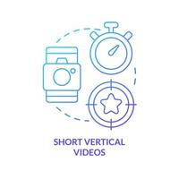 Short vertical videos blue gradient concept icon. Multimedia content format. Social media trend abstract idea thin line illustration. Isolated outline drawing. vector