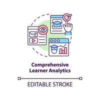 Comprehensive learner analytics concept icon. Learning content management system abstract idea thin line illustration. Isolated outline drawing. Editable stroke. vector