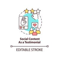 Social content as testimonial concept icon. Technique for embedded media use abstract idea thin line illustration. Isolated outline drawing. Editable stroke. vector