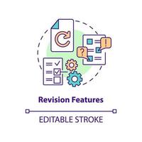 Revision features concept icon. Key CMS characteristic abstract idea thin line illustration. Media items. Draft editing. Isolated outline drawing. Editable stroke. vector