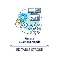 Assess business needs concept icon. Selecting best CMS abstract idea thin line illustration. Business website. Isolated outline drawing. Editable stroke. vector