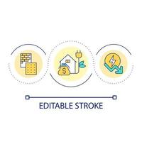 Constructing energy efficient buildings loop concept icon. Building materials. Technologies abstract idea thin line illustration. Isolated outline drawing. Editable stroke. vector