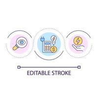 Evaluate utilities expenditures loop concept icon. Accounting costs. Electricity consumption bill abstract idea thin line illustration. Isolated outline drawing. Editable stroke. vector