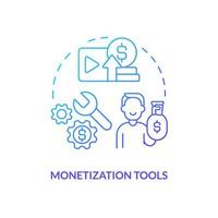 Monetization tools blue gradient concept icon. Convert into real income. Creator economy trend abstract idea thin line illustration. Isolated outline drawing. vector