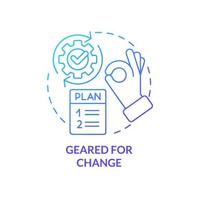 Geared for change blue gradient concept icon. Flexibility benefit. Key element of business plan abstract idea thin line illustration. Isolated outline drawing. vector