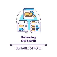 Enhancing site search concept icon. Way to use dynamic content abstract idea thin line illustration. Results optimization. Isolated outline drawing. Editable stroke. vector