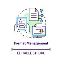 Format management concept icon. Content management system attribute abstract idea thin line illustration. Adaptive design. Isolated outline drawing. Editable stroke. vector