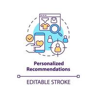 Personalized recommendations concept icon. Boosting conversation with dynamic content abstract idea thin line illustration. Isolated outline drawing. Editable stroke. vector