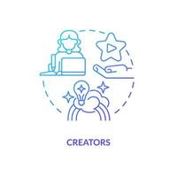 Creators blue gradient concept icon. Content creation for social media. Creator economy stakeholder abstract idea thin line illustration. Isolated outline drawing. vector