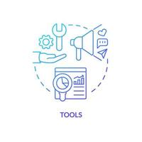 Tools blue gradient concept icon. Marketing instruments. Promotion. Creator economy stakeholder abstract idea thin line illustration. Isolated outline drawing. vector