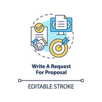 Write request for proposal concept icon. Choosing right CMS abstract idea thin line illustration. Business website. Isolated outline drawing. Editable stroke. vector