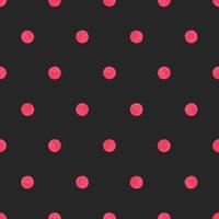 Neon Pink Polka Dot On Black Background, Seamless Vector Pattern. Modern Minimalist Art Background, Design For Fabrics,  Wrapping Paper, Printing and Fashion.