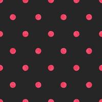 Neon Pink Polka Dot On Black Background, Seamless Vector Pattern. Modern Minimalist Art Background, Design For Fabrics,  Wrapping Paper, Printing and Fashion.