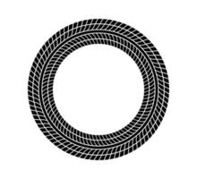 Auto tire tread circle frame. Car and motorcycle tire pattern, wheel tyre tread track print. Black tyre round border. Vector illustration isolated on white background