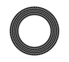 Auto tire tread circle frame. Car and motorcycle tire pattern, wheel tyre tread track print. Black tyre round border. Vector illustration isolated on white background