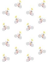 Vector seamless pattern of flat girl on a bicycle