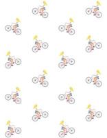 Vector seamless pattern of flat girl on a bicycle