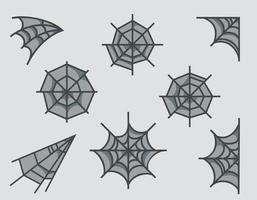 Collection of different cobwebs. Halloween design elements in cartoon style. vector