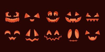 Set of scary faces in cartoon style. Halloween design elements. vector