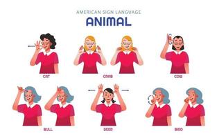 conjunto de caracteres animales asl vector