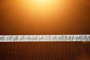 Badminton net in indoor badminton court, Soft and selective focus on net. photo