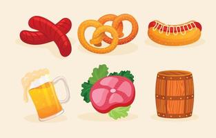 Oktoberfest Food and Beverages Icons vector