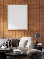 Poster Frame Mockup In Wall Scandinavian Living Room Interior photo