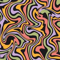 Wavy swirl square background. Vector Illustration in style hippie 70s, 60s. Aesthetic graphic print.