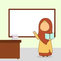 illustration of the teacher in front of the class vector
