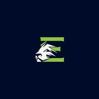 Lion power letter E media logo vector
