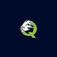 Lion power letter q media logo vector