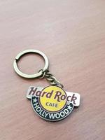 Jakarta, Indonesia on July 2022. Souvenir from Hard Rock Cafe, a key ring. photo