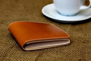 Men's brown leather wallet. photo