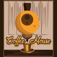 Colored machine with a coffee cup Coffee premium house Vector illustration