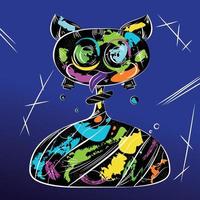 Isolated colored abstract cat animal grafitti monster Vector illustration