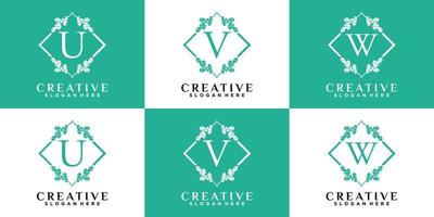 Monogram logo design initial latter UVW with style and creative concept vector