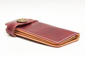 Women's long leather wallet in Maroon photo