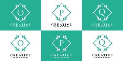 Monogram logo design initial latter OPQ with style and creative concept vector