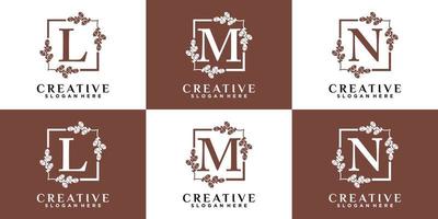 Monogram logo design initial latter LMN with style and creative concept vector