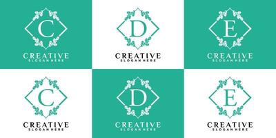 Monogram logo design initial latter CDE with style and creative concept vector