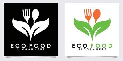 eco food logo design with style and creative concept vector