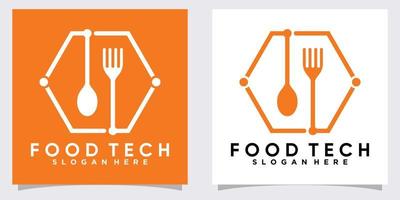 diseño de logotipo de tecnología alimentaria con estilo y concepto creativo vector