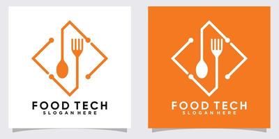 diseño de logotipo de tecnología alimentaria con estilo y concepto creativo vector