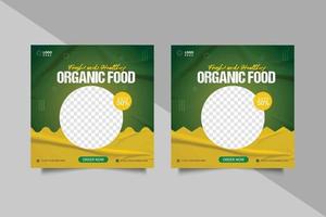 Organic food social media banner template vector