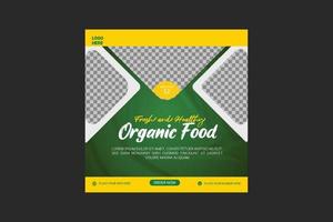 Organic food social media banner template vector