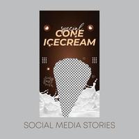 plantilla de vector de historias de redes sociales de helado